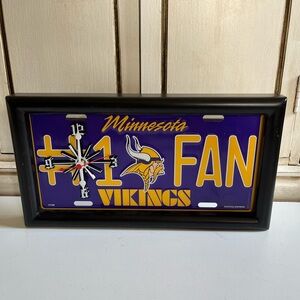 Minnesota Vikings NFL # 1 Fan License Plate Wall Clock Football Rico Industries